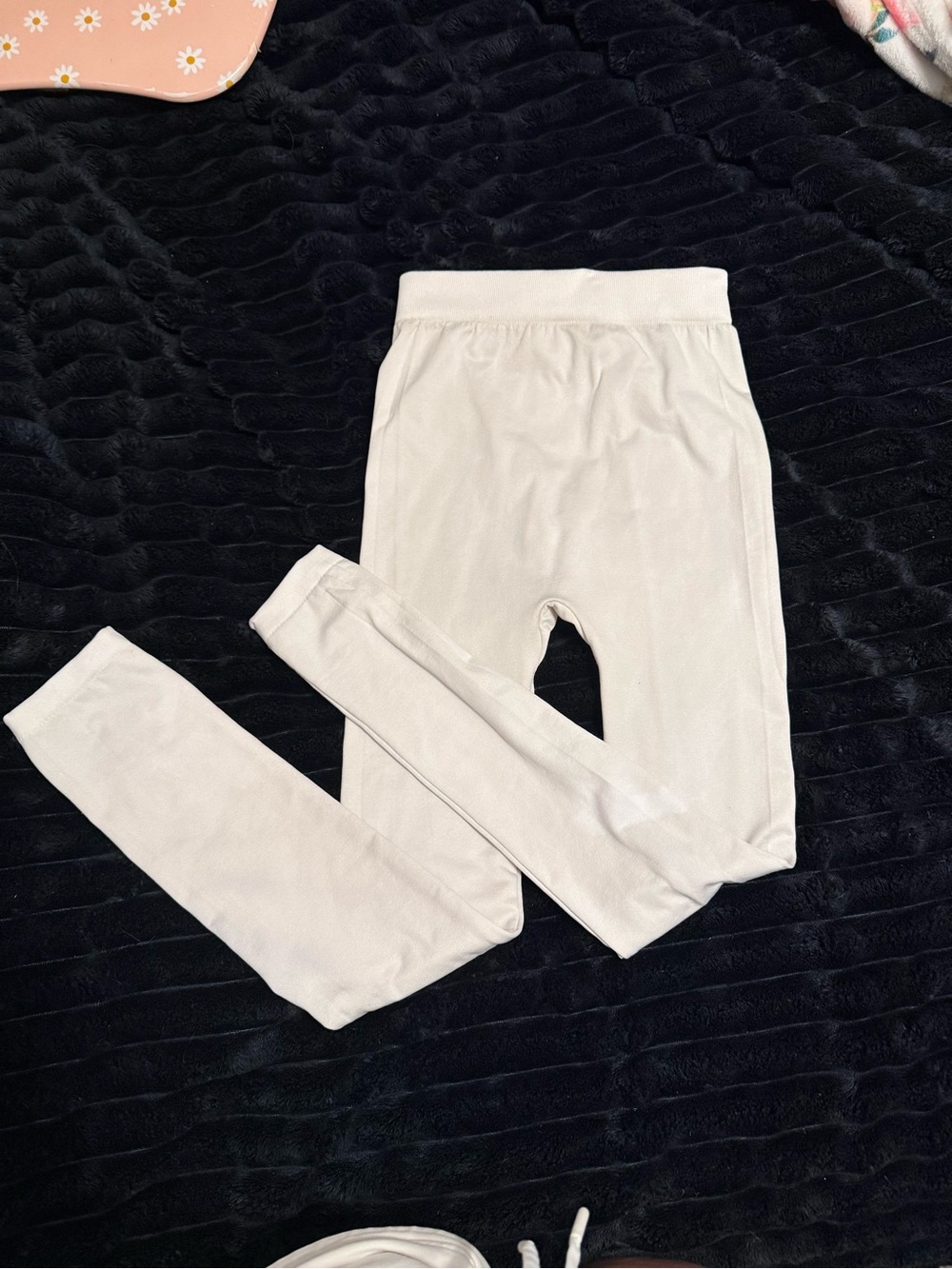 White womens fleece lined Stretch Leggings — Comfortable Everyday Fit